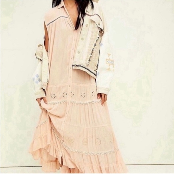 Free People Pretty Cozy Maxi Smock Dress Ecru maxi - Picture 5 of 16